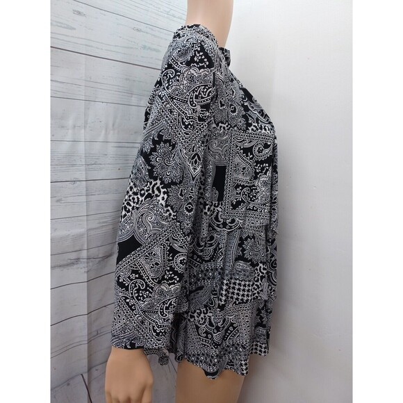 Susan Graver Womens Top Black Tiered Loose Flowy Layered Lagenlook Paisley L - Picture 5 of 10